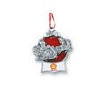 Solid Pewter Ornament w/Translucent Colors (2"x 1" Santa)